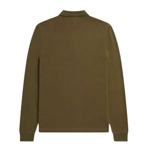 Fred Perry Unisexpoloshirt met lange mouwen, effen voor volwassenen (Kaki Groen)