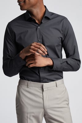 Slim Fit Poplin Single Cuff Cutaway Collar Shirt