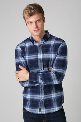 Dark Navy Cotton Printed Long Sleeve Shirt