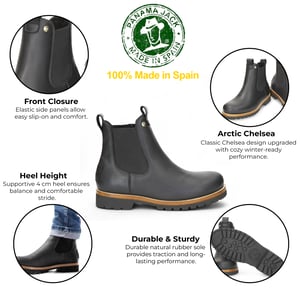 Panama Jack Heren Beny Igloo C1 Zwarte Waterdichte Leren Chelsea Boots