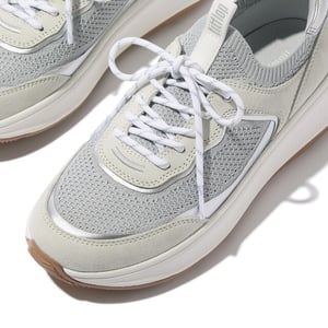 FitFlop F-mode suede/knit flatform slip-on laced sneakers