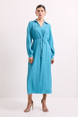 Crinkle Column Shirt Mid Dress