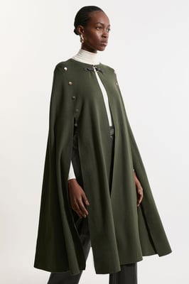 Viscose Blend Military Knit Longline Cape