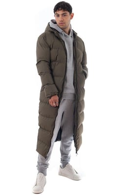 Soulstar Mens Longline Padded Puffer Jacket Hooded