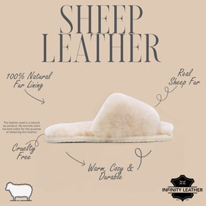 Women's Sheepskin Slippers Beige Warm Winter Fur Sliders - Nordic