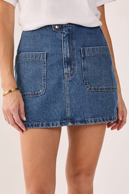 Pocket Front Denim Mini Skirt