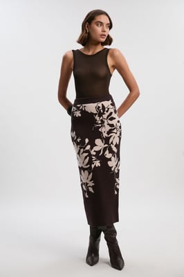 Jacquard Floral Knitted Skirt