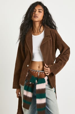 Short Belted Suede Trench Coat