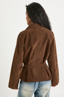 Short Belted Suede Trench Coat