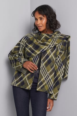Tartan Scarf Cape Cardigan