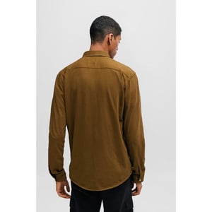Men's Hugo Boss Garment-Dyed Slim-Fit Shirt in Green