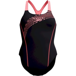 Speedo eco medley logo medalist 1p bla/ora wedstrijd badpak dames oranje-zwart
