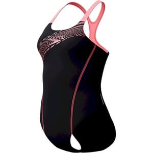 Speedo eco medley logo medalist 1p bla/ora wedstrijd badpak dames oranje-zwart
