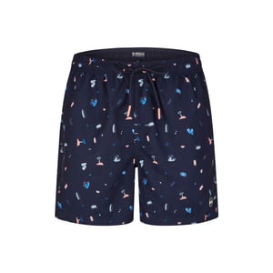 Happy Shorts Heren zwemshort strand donkerblauw print