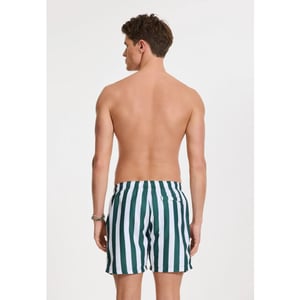 Shiwi Heren zwemshort broad stripe donkergroen/wit