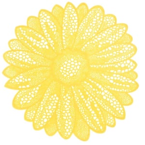 Unique Living placemat flower 38cm Ø yellow