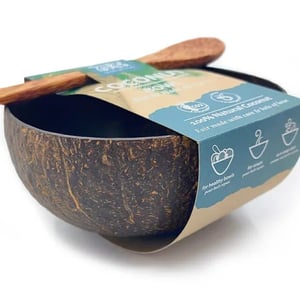 Furnilux Kokoskommen met eetlepel set van 2 handgemaakt geschenkdoos