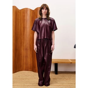 FRNCH Michaux lakleren broek bordeaux