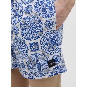 Jack & Jones Heren zwemshort jpstmaui mature azulejo print wit/blauw