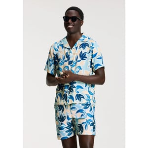 Shiwi Heren zwemshort mike 7" gebloemde print blauw/oranje