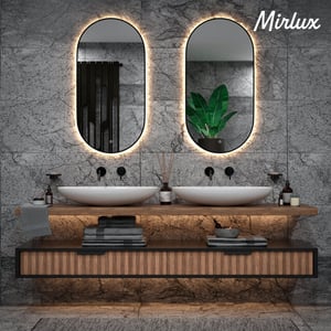 Mirlux Badkamerspiegel 120x60cm ovaal zwart frame