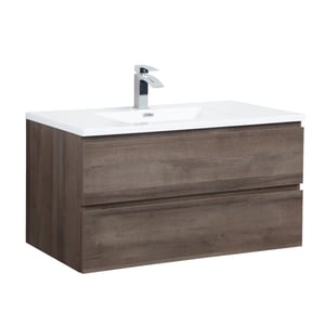 Badplaats Badkamermeubel set angela 100cm bruin badmeubel met wastafel