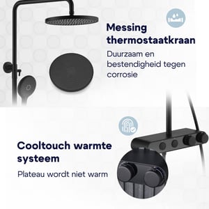 Luzzo ® dirillo regendouche thermostaat met planchet mat