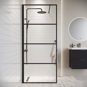 Badplaats Douchewand essos 50 x 200 cm zwart – inloopdouche 8 mm