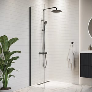 Badplaats Douchewand florida 40 x 200 cm zwart – inloopdouche 8 mm