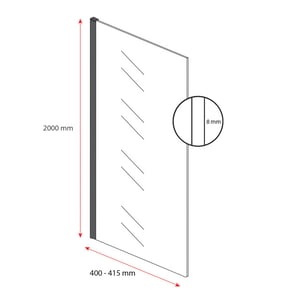 Badplaats Douchewand florida 40 x 200 cm chroom – inloopdouche 8 mm