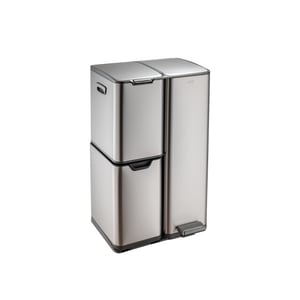 Luzzo ® ohio 60 ltr afvalscheidingsprullenbak metal grey – pedaalemmer met soft