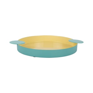 Present Time dienblad double funky large turquoise blue & soft yellow