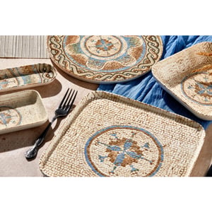 Rinart Serveerschaal celest porselein 35x18 cm set van 2