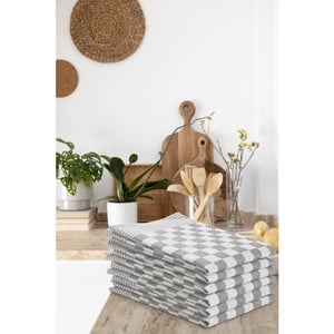 DoubleDry Theedoeken set 12 stuks 50x70 cm 100% katoen blokpatroon -