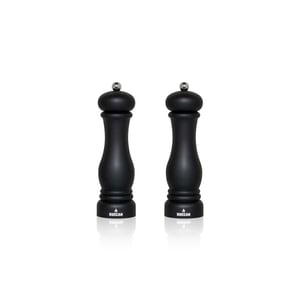 Buccan Klassieke pepermolen mat zwart met zilver set van 2
