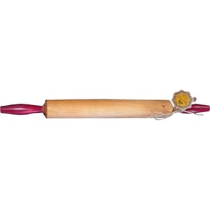 Maysternya Houten deegroller met handvaten 50 x 4,5 cm rood