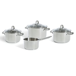 BK Cookware Bk essentials kookpannenset rvs 4 delig met glazen deksels