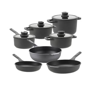 BergHOFF Pannenset leo stone+ 11 delig downdraft met gratis essentials serveertang 34cm