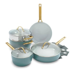Greenpan Pannenset 5-delig padova smokey blue gold