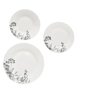Secret de Gourmet Porseleinen serviesset wild flower 6-persoons 18-delig wit/