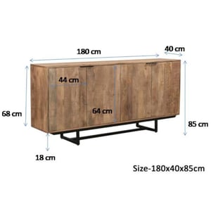 Livingfurn dressoir valdez 180cm mangohout / gecoat staal