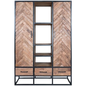 Home67 Kast raya visgraat bruin mangohout 180 x 120 cm