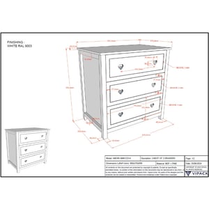 Lucevi amori commode 3 laden - 90x57 cm