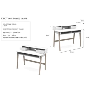 Lucevi kiddy bureau met opzet hout - 120x55x90cm