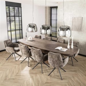 Hoyz eetkamertafel 300 arcadia oval massief acacia drift brown