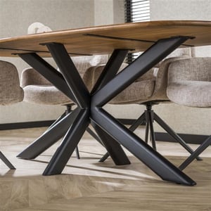 Hoyz eetkamertafel 215cm cliff ovale buis massief mango zandkleur