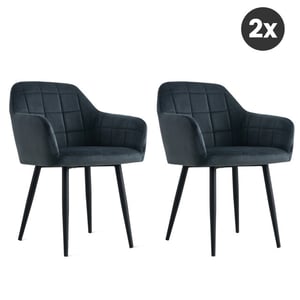 Multifurn 2x eetkamerstoel praia fluweel zwart