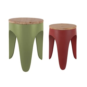 Leitmotiv kruk set double funky army green & red ochre