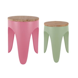 Leitmotiv kruk set double funky tan rose & tea green