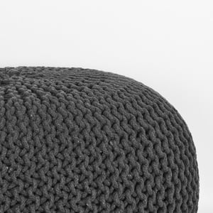 Label51 Poef knitted antraciet katoen l